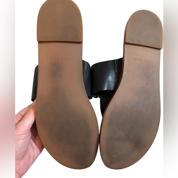 Cole Haan Black Leather Felix Grand Thong Sandals Women's Size 10 EUC - Picture 4 of 4